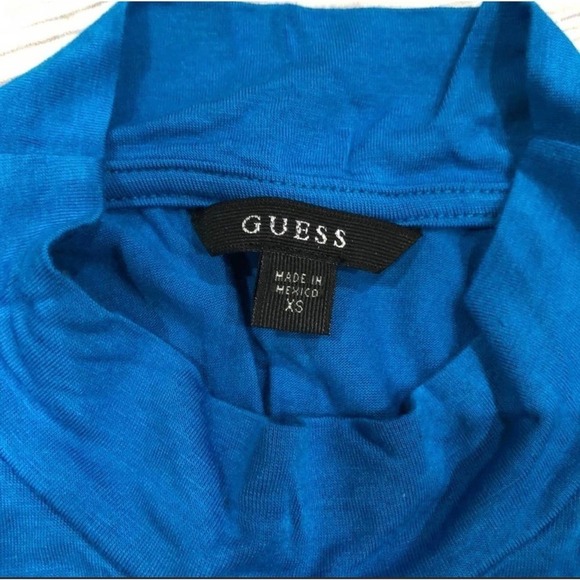 Guess Mock Neck Sleeveless Cut Out Keyhole Blue Blouse Top Women's Size XS - Picture 4 of 5